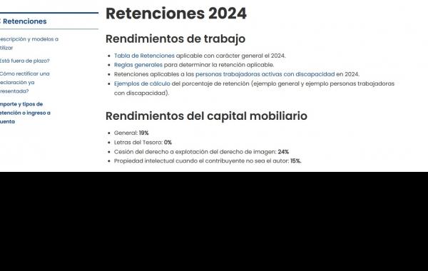 Tipos de Retenciones aplicables en el año 2024 en Gipuzkoa. 